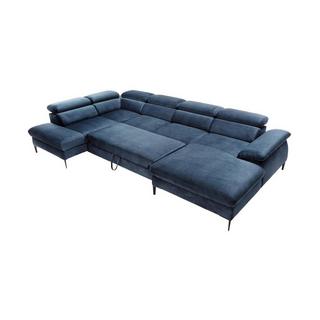 PASCAL MORABITO Große Wohnlandschaft mit Schlaffunktion - Ecke rechts - Samt - - Dunkelblau - SEPINA von Pascal Morabito  