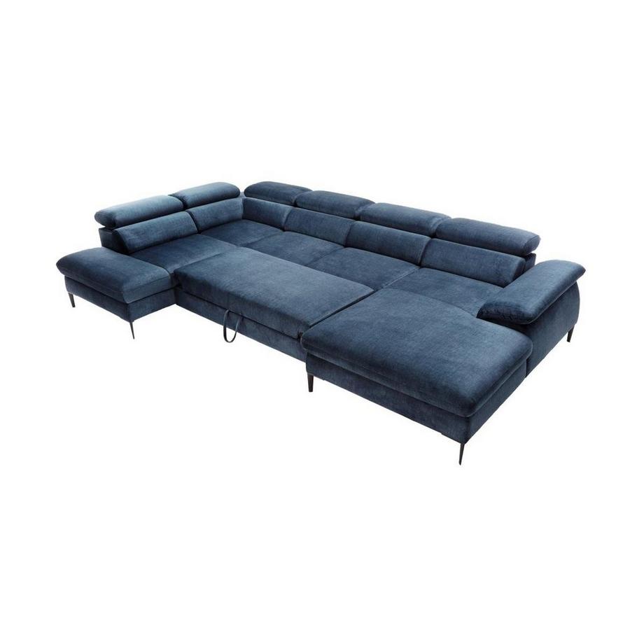 PASCAL MORABITO Große Wohnlandschaft mit Schlaffunktion - Ecke rechts - Samt - - Dunkelblau - SEPINA von Pascal Morabito  