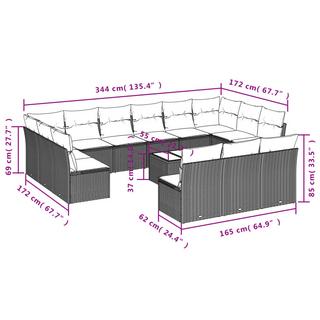 VidaXL Ensemble de canapés de jardin rotin synthétique  