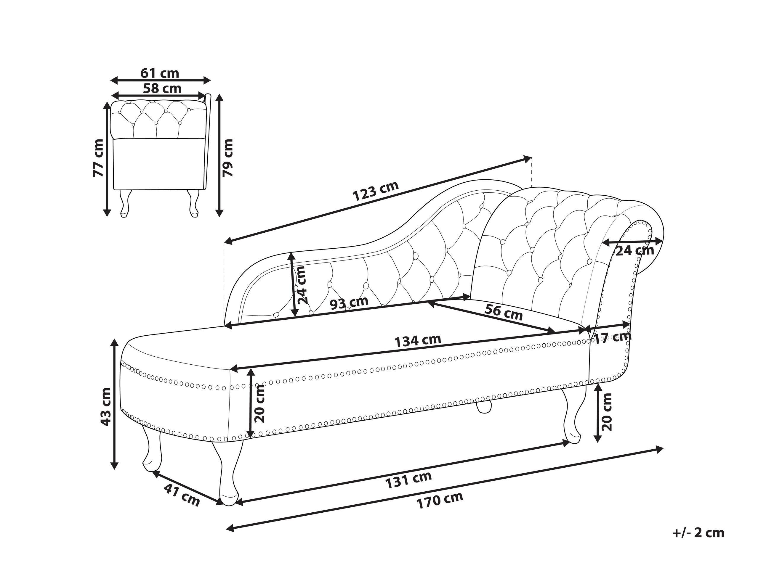 Beliani Chaise longue versione destra en Pelle sintetica Glamour NIMES  