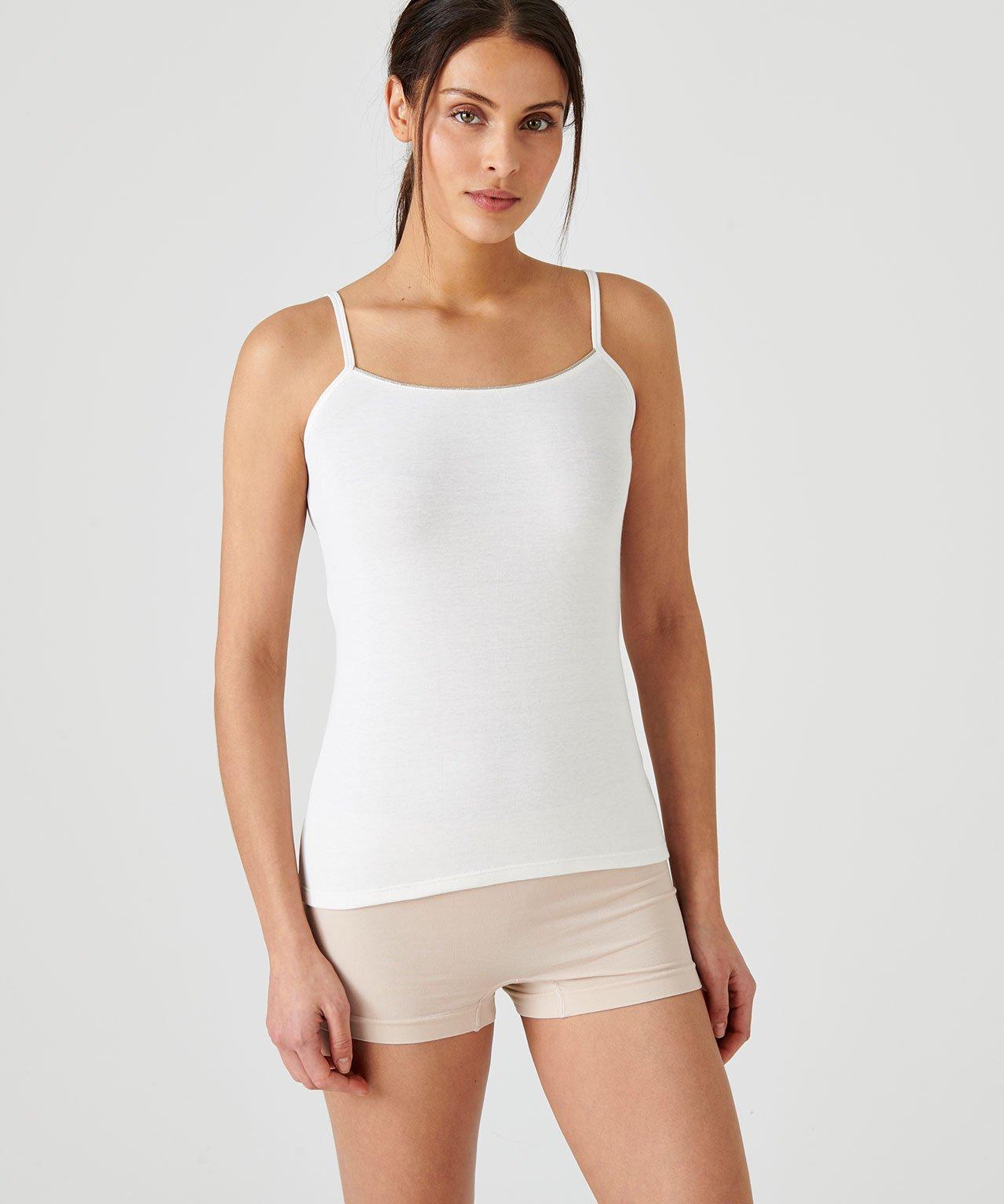 Image of Unterhemd Mit Glanzgarn Am Halsausschnitt. Damen Weiss 50/52