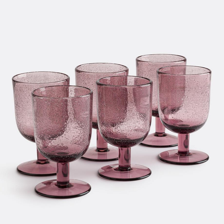 Lot de 6 verres à pied verre bullé