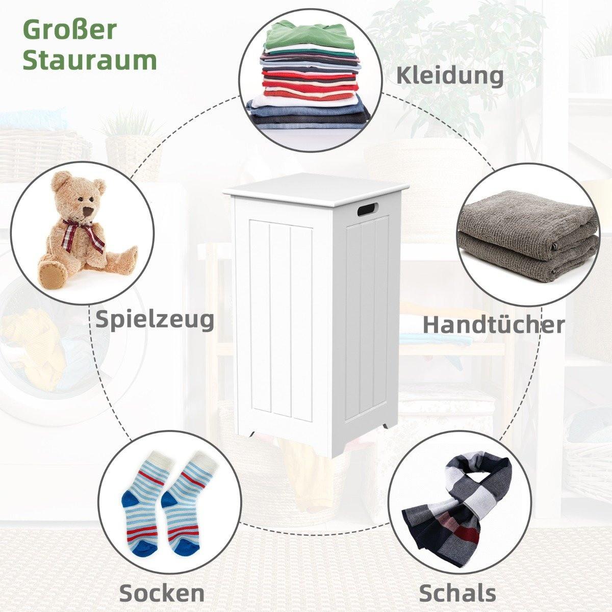 B2X Wäscheschrank freistehend Wäschetruhe Holz Wäschesammler mit Deckel Lagerschrank Badezimmer Badschrank  