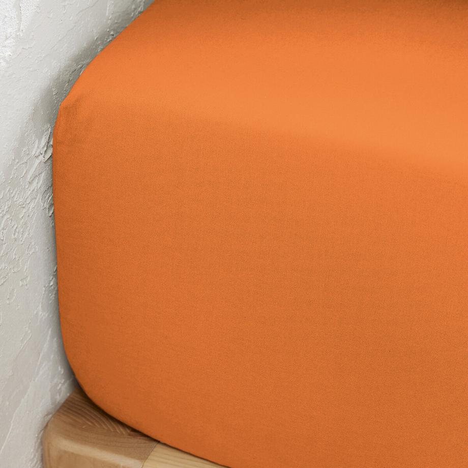 Drap housse uni coton lavé