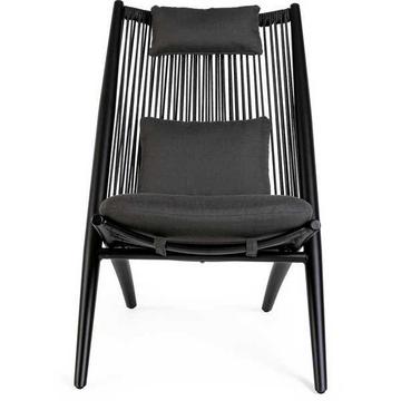 Chaise longue de jardin Aloha avec coussins noirs