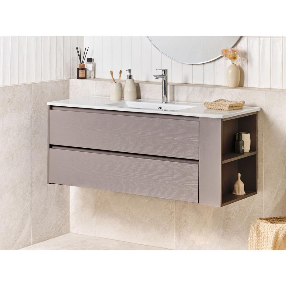 Beliani Wandmontierter Waschtischunterschrank mit Waschbecken aus MDF-Platte Modern MANCORA  