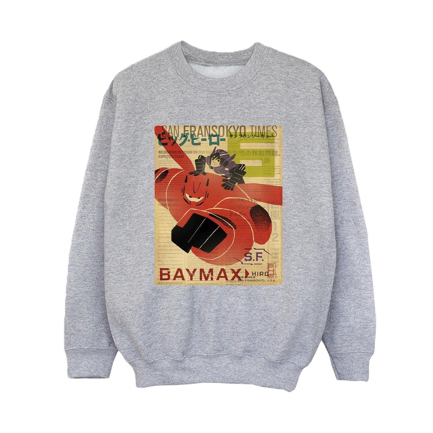 Image of Big Hero 6 Baymax Flying Baymax Newspaper Sweatshirt Unisex Grau 104