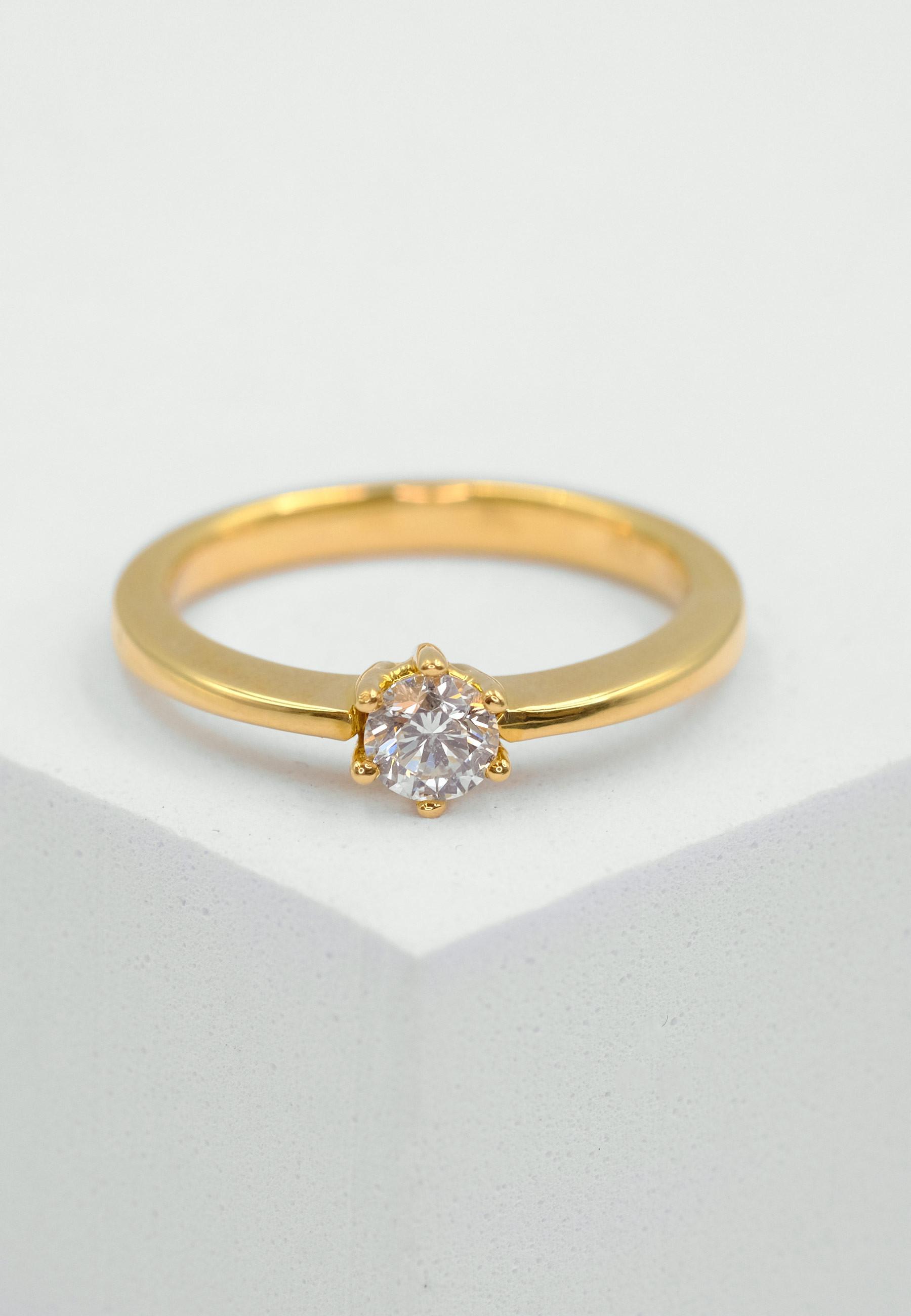 MUAU Schmuck  Solitaire Ring Diamant 0.30ct. Gelbgold 750 