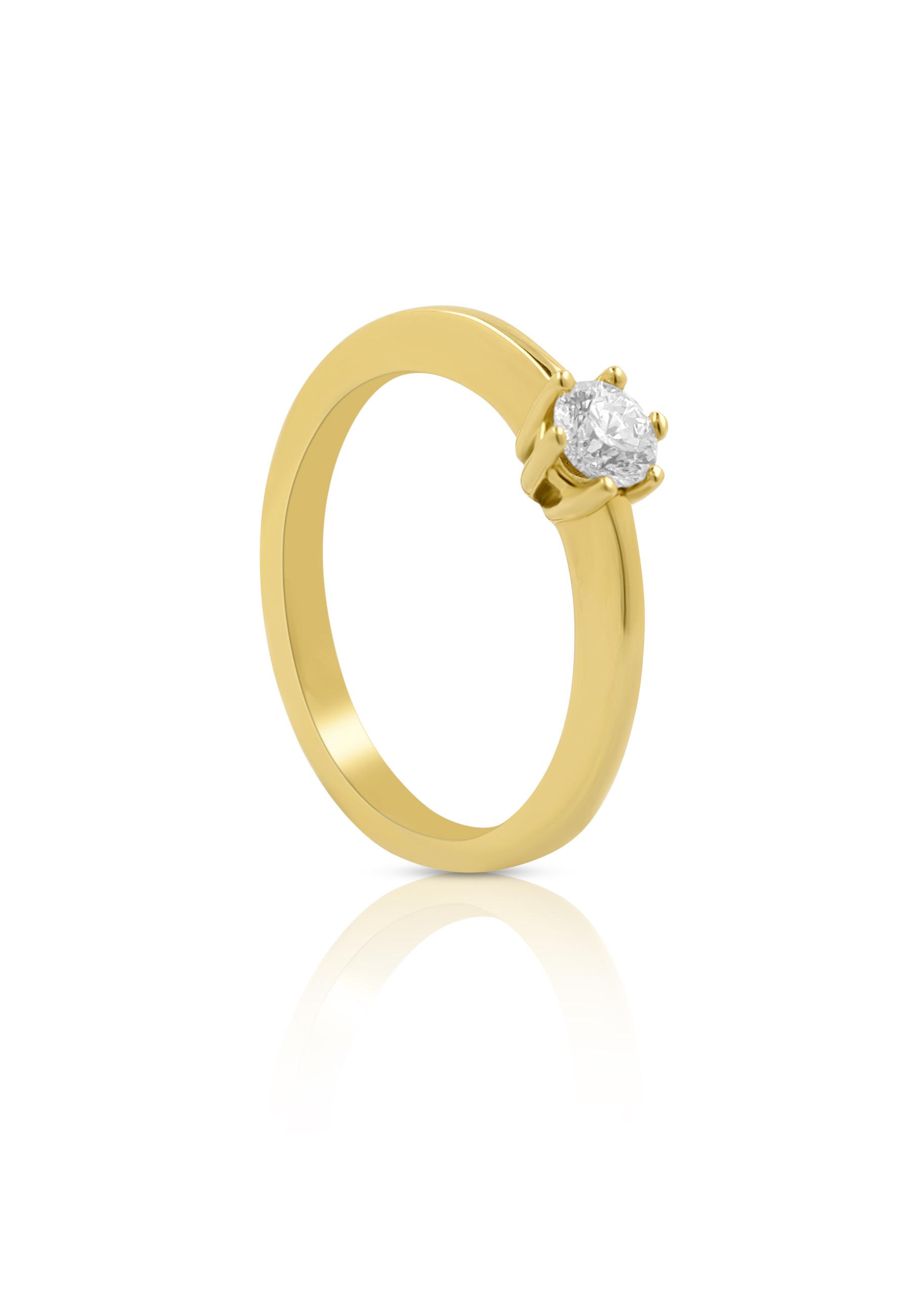 Image of Solitaire Ring Diamant 0.30ct. Gelbgold 750 Damen Gelbgold 52