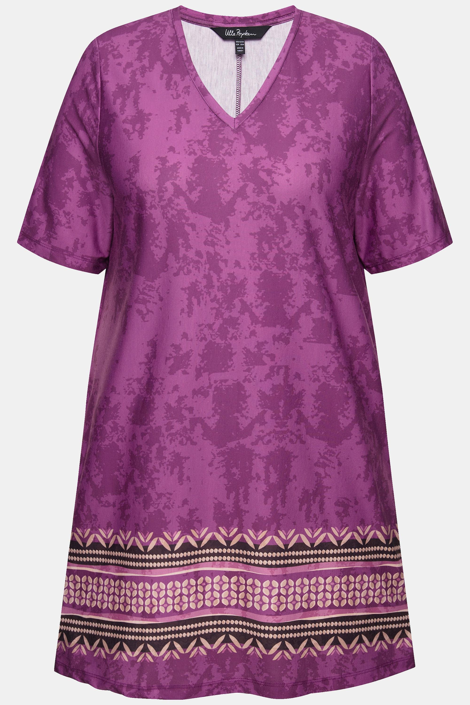 Ulla Popken Maglia lunga Stampa All-Over Scollo a V  