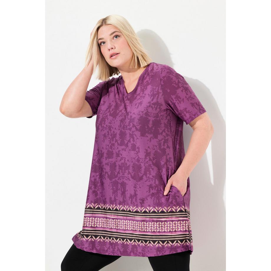 Ulla Popken Longshirt Alloverdruck V-Ausschnitt  