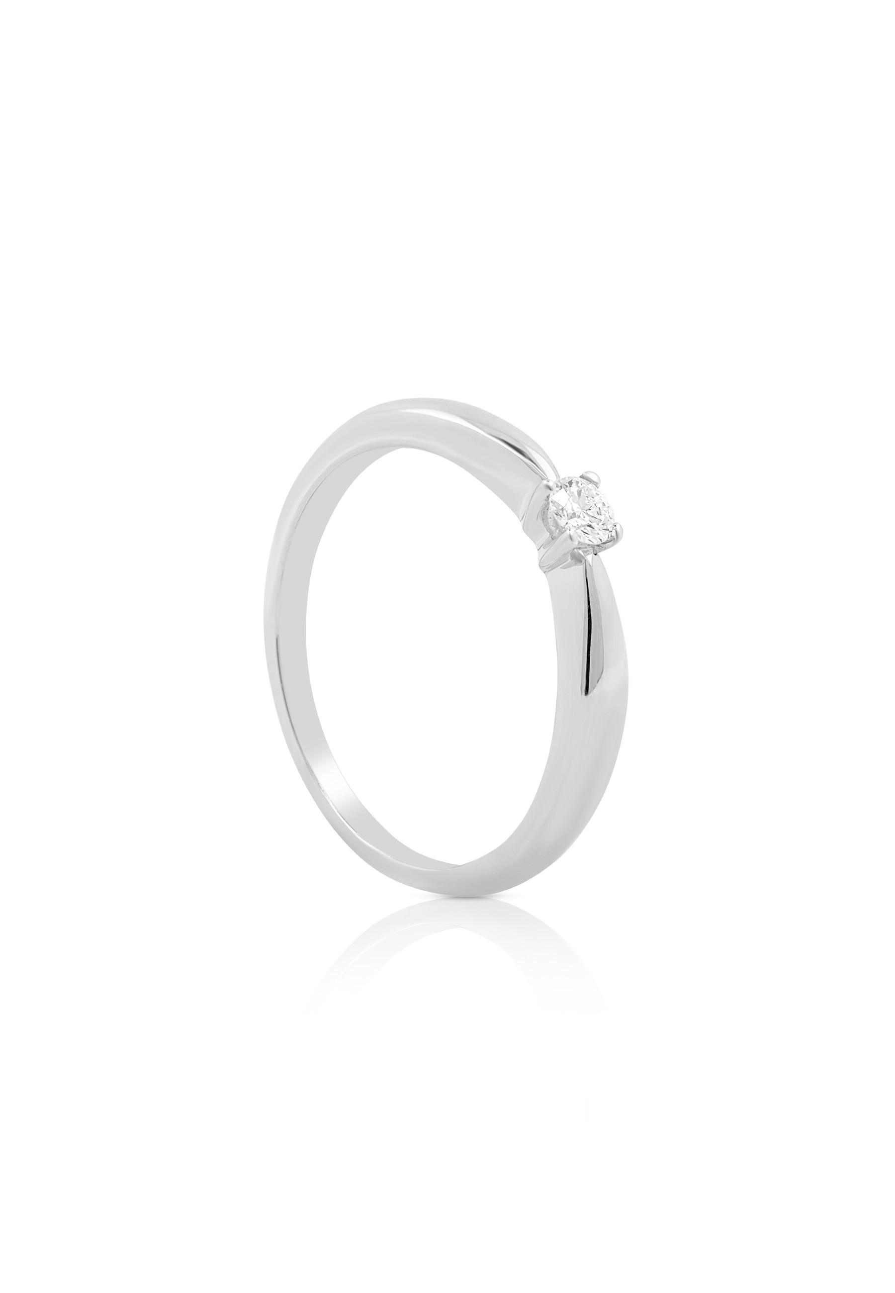 Image of Solitaire Ring Diamant 0.10ct. Palladium-weissgold 750 Damen Silber 54