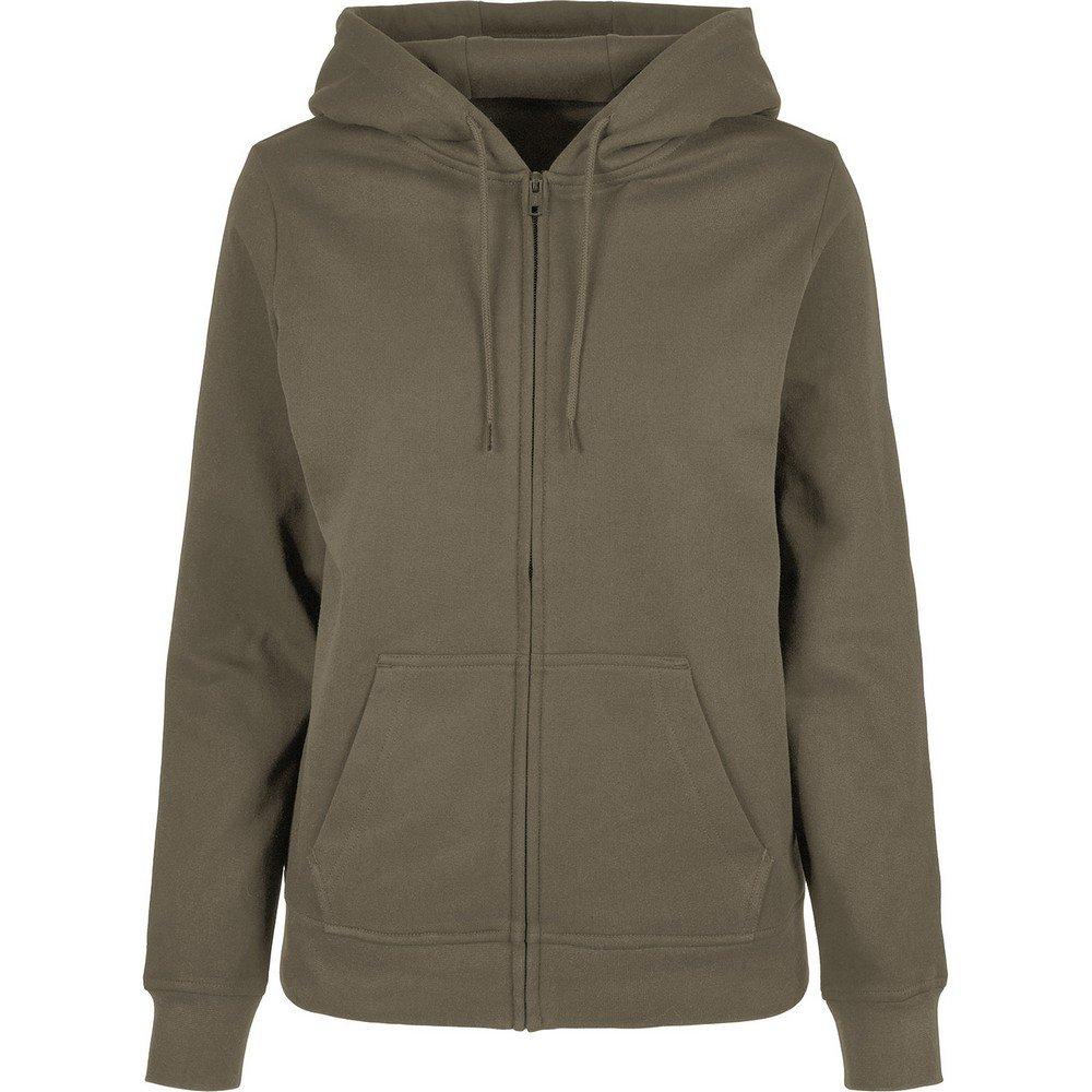 Image of Basic Hoodie Mit Durchgehendem Reißverschluss Damen Olivegrün 34