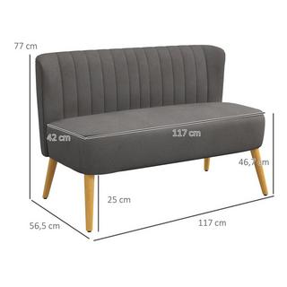 Northio 2-Sitzer Sofa Zweisitzer Loveseat mit Leinenoptik, Doppelsofa, Holzbeine, bis 150 kg, Dunkelgrau, 117 x 56,5 x 77 cm  