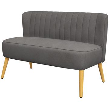 2-Sitzer Sofa Zweisitzer Loveseat mit Leinenoptik, Doppelsofa, Holzbeine, bis 150 kg, Dunkelgrau, 117 x 56,5 x 77 cm