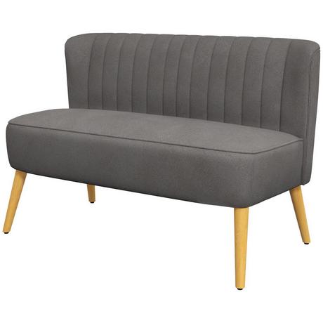 Northio 2-Sitzer Sofa Zweisitzer Loveseat mit Leinenoptik, Doppelsofa, Holzbeine, bis 150 kg, Dunkelgrau, 117 x 56,5 x 77 cm  