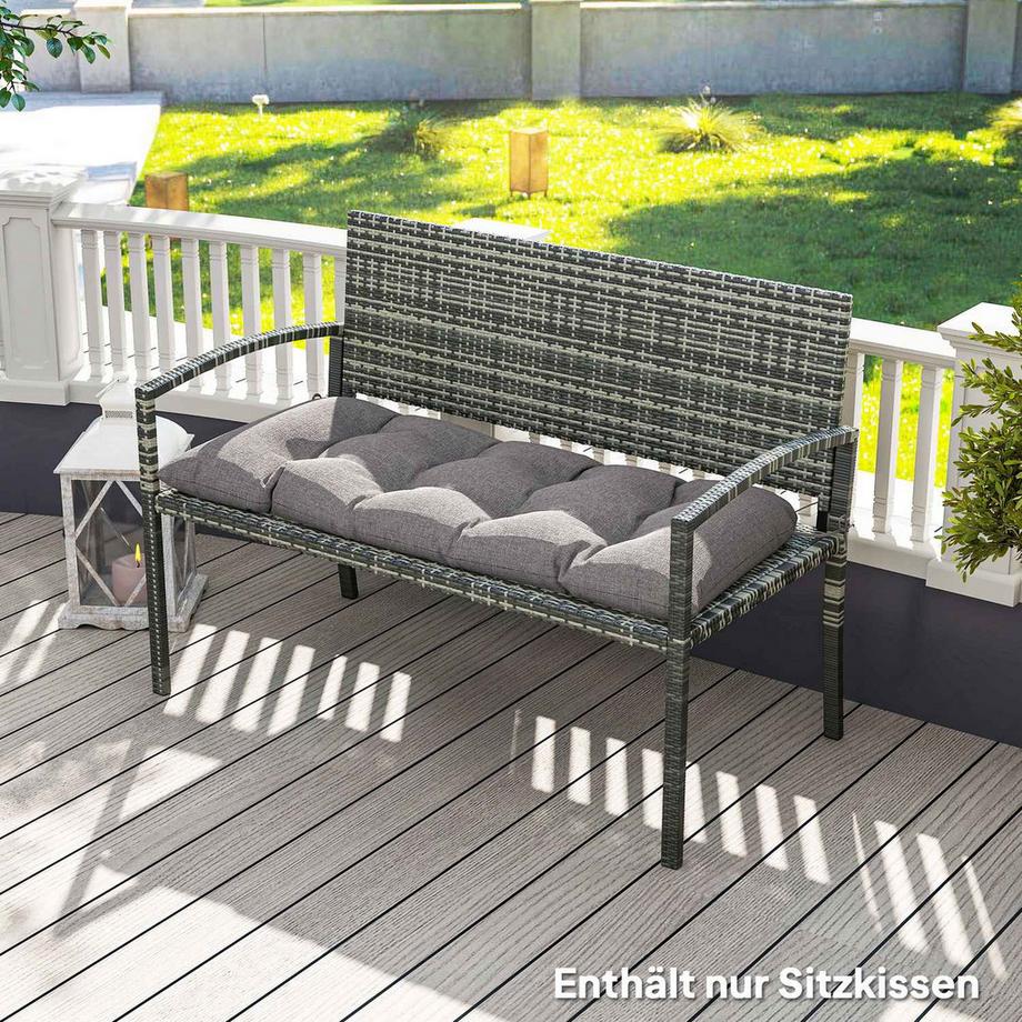 Northio Coussin de banc 105 x 46 x 12,5 cm Coussin de banc avec sangles Coussin de siège d'extérieur Coussin de chaise hydrofuge UPF50+ Coussin de siège Coussin de siège Coussin de banc pour meubles de jardin Banc Gris  