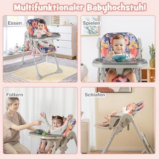 B2X  Seggiolone convertibile 6 in 1 con funzioni reclinabili e amp; Seggiolone pieghevole doppio vassoio fiori 