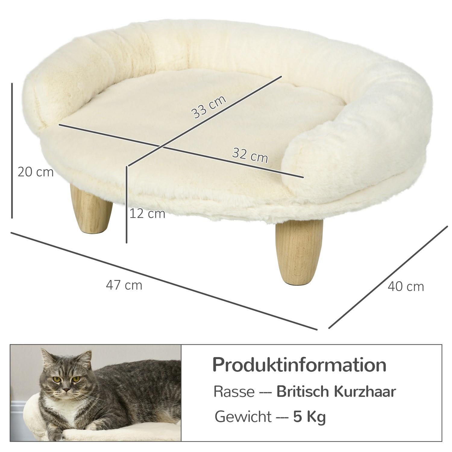Northio  Canapé Confortable Pour Animaux De Compagnie Design Surélevé Canapé Pour Chien Canapé Pour Chat Pieds En Bois Flanelle Crème 47X40X20Cm 