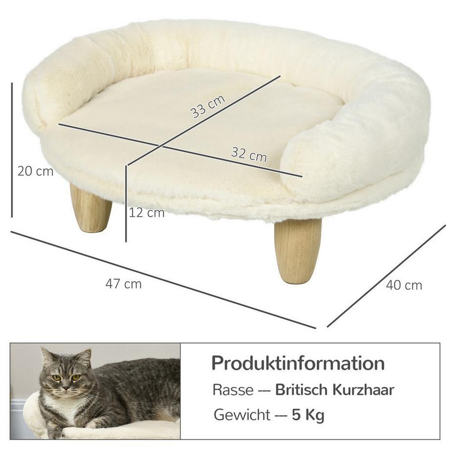 Northio  Canapé Confortable Pour Animaux De Compagnie Design Surélevé Canapé Pour Chien Canapé Pour Chat Pieds En Bois Flanelle Crème 47X40X20Cm 