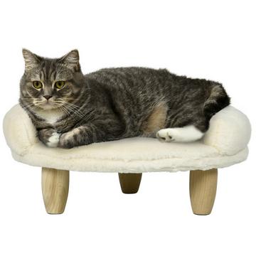 Accogliente Divano Per Animali Domestici Divano Per Cani Dal Design Elevato Divano Per Gatti Gambe In Legno Flanella Crema 47X40X20 Cm