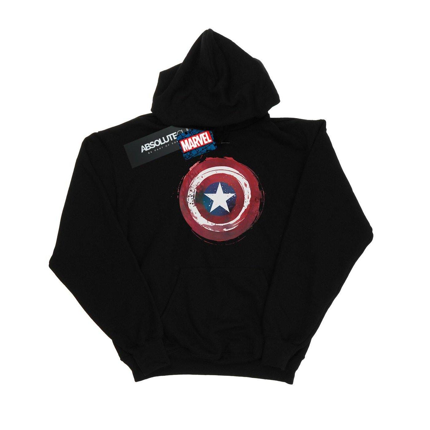 Image of Captain America Splatter Shield Kapuzenpullover Mädchen Schwarz 116