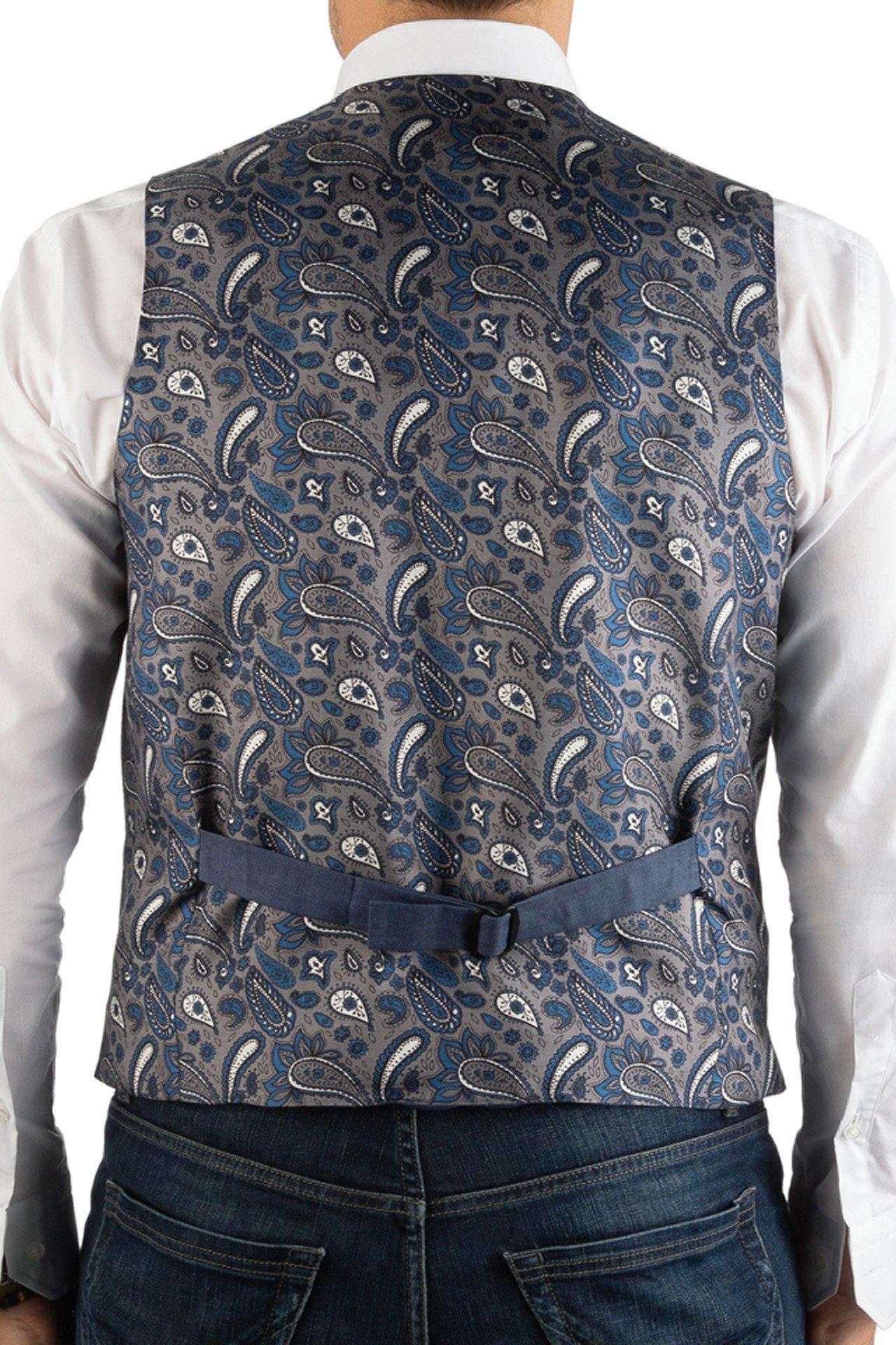 Image of Baumwollweste Mit Kontrastierendem Paisley-rücken Unisex Blau L