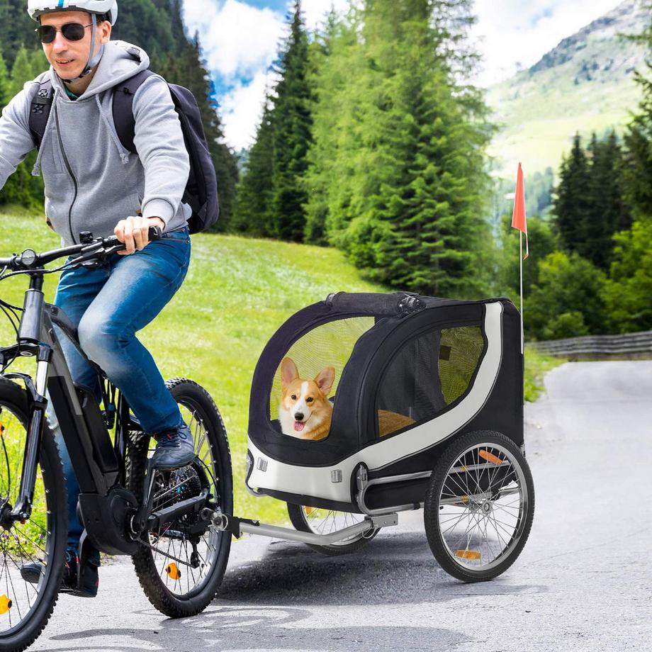 Northio  Hundeanhänger Fahrradanhänger Hundetransporter Fahrrad Weiß+Schwarz 130X73X90Cm 