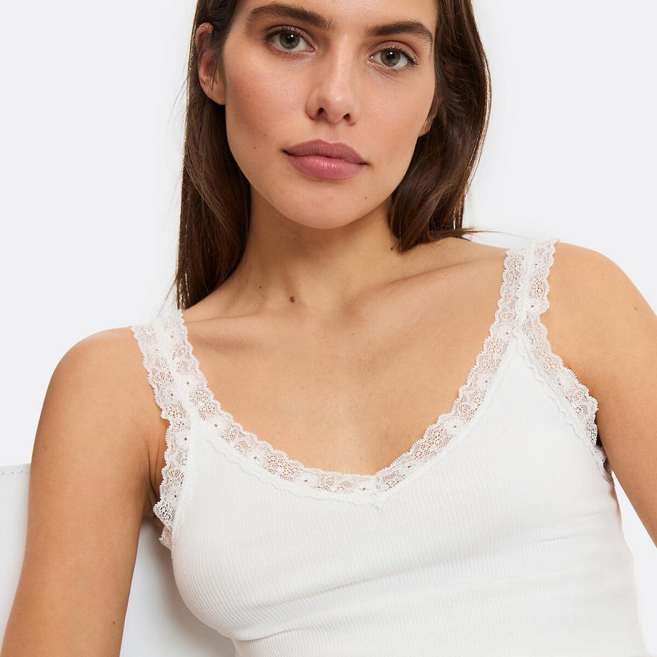 La Redoute Collections Débardeur col V détail dentelle  