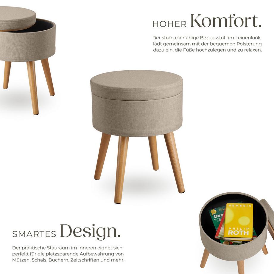 Tectake Sgabello contenitore  Yara Rotondo  