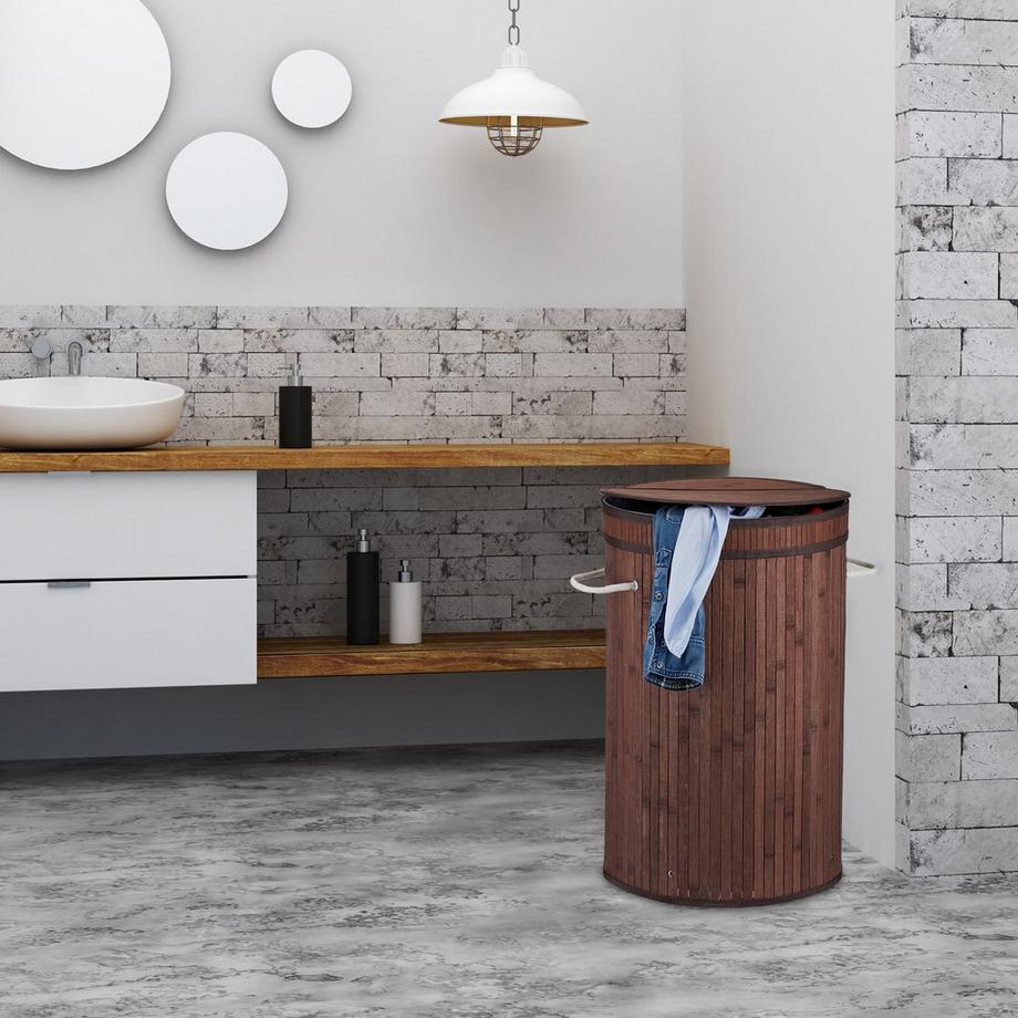 Northix Cesto portabiancheria in bambù con coperchio  