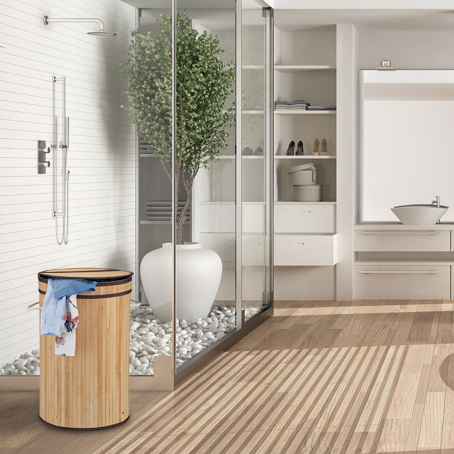 Northix Bambus Wäschekorb mit Deckel  