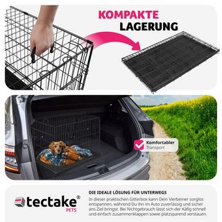 Tectake  Cage pour chien Luna, pliable, avec 2 portes 