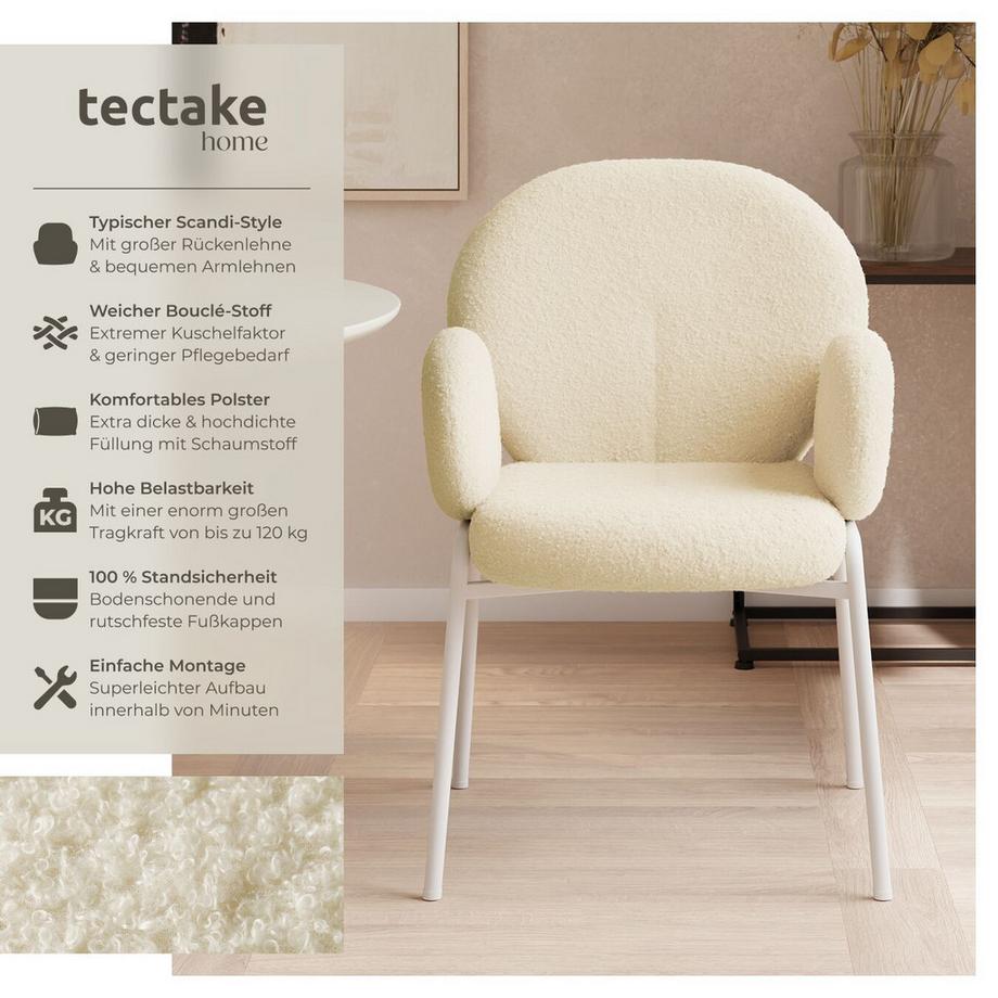 Tectake Sedia  Scandi imbottita, con rivestimento bouclé  