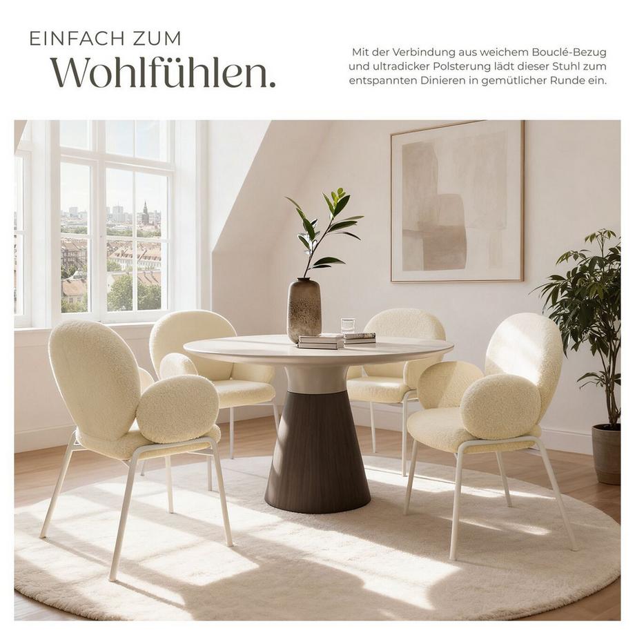 Tectake Sedia  Scandi imbottita, con rivestimento bouclé  