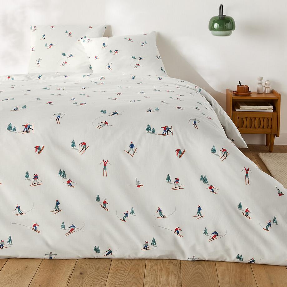 La Redoute Intérieurs Bettwäscheset Skifahrer Print 30% recycelte Baumwolle  