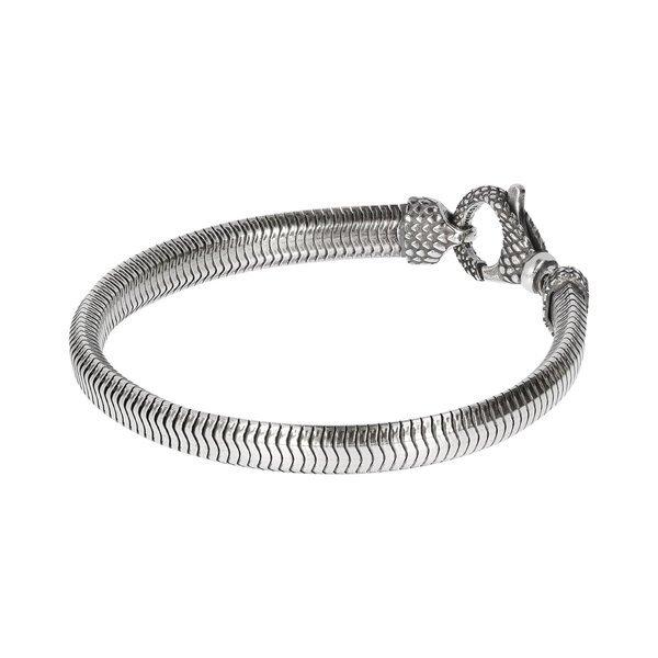 Image of Schlangenarmband Mit Texturverschluss Damen Silber 21cm