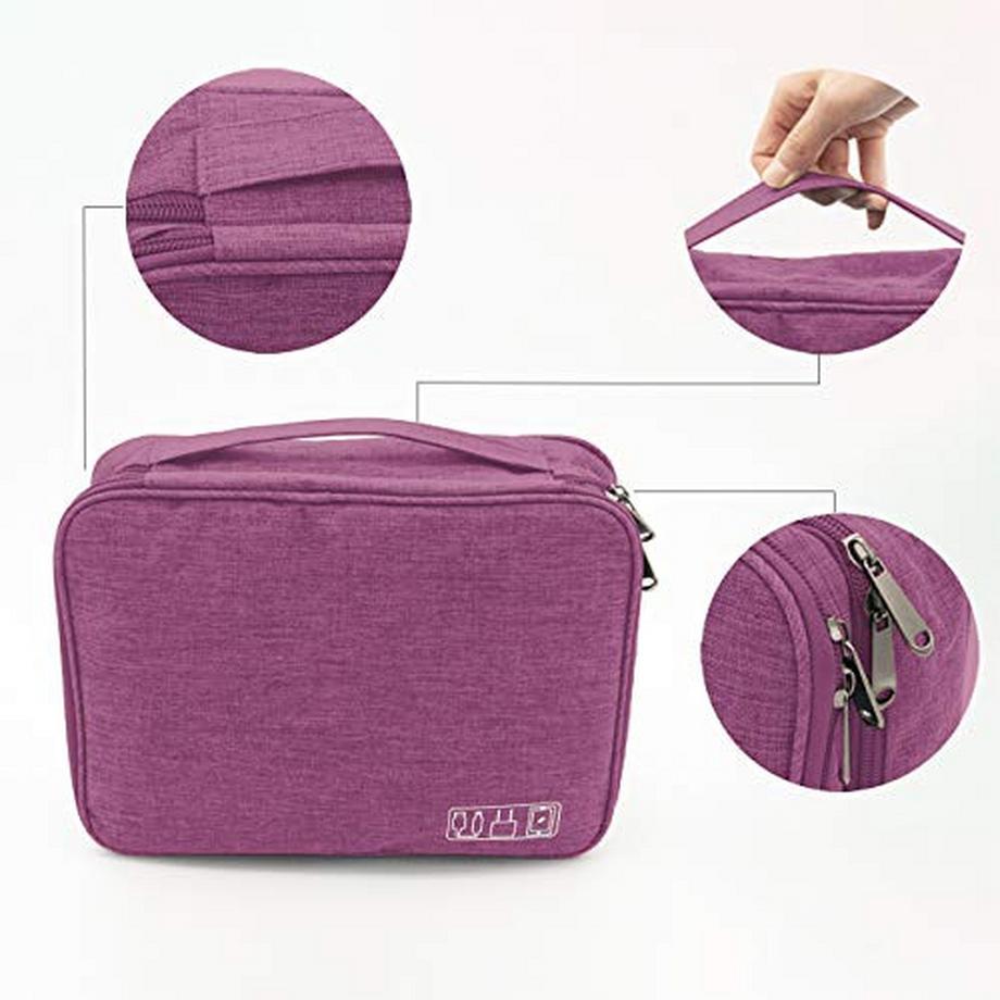 Only-bags.store  Kabel-Organizer-Tasche, wasserdichte Kabeltasche, Tasche mit fester Platte, elektronische Tasche, doppelschichtig 