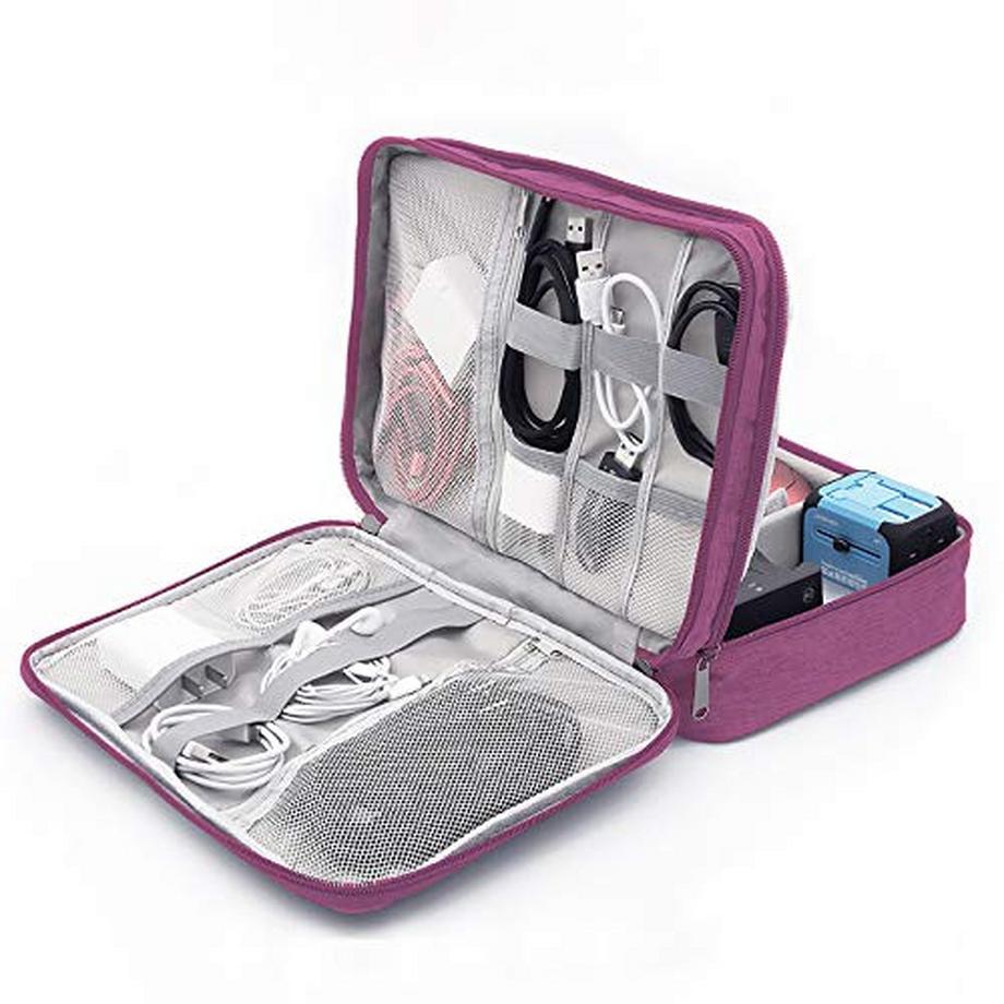 Only-bags.store  Kabel-Organizer-Tasche, wasserdichte Kabeltasche, Tasche mit fester Platte, elektronische Tasche, doppelschichtig 