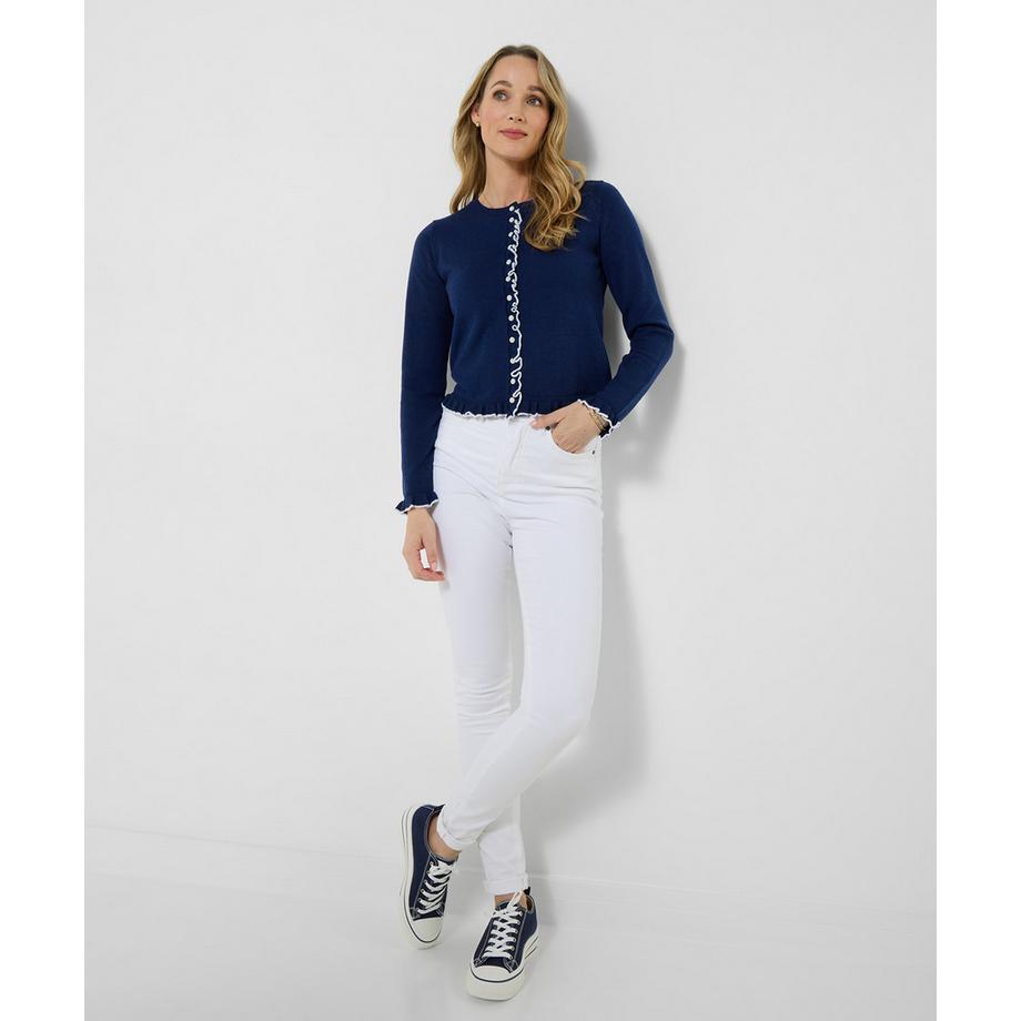 Joe Browns Fein gestrickte Strickjacke mit Rüschensaum  