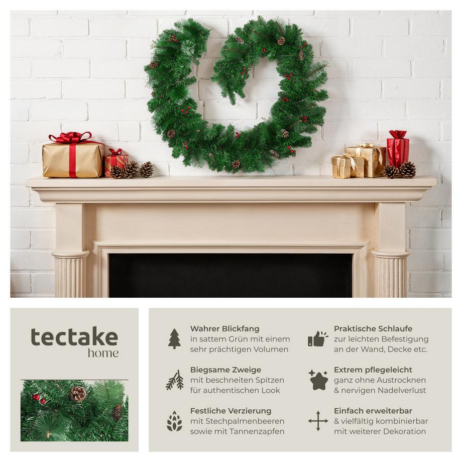 Tectake Ghirlanda natalizia   aspetto naturale, 270 cm  