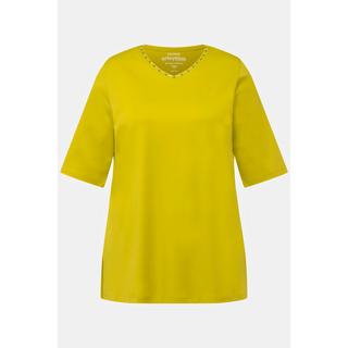 Ulla Popken  T-Shirt, A-Linie, V-Ausschnitt, Halbarm 