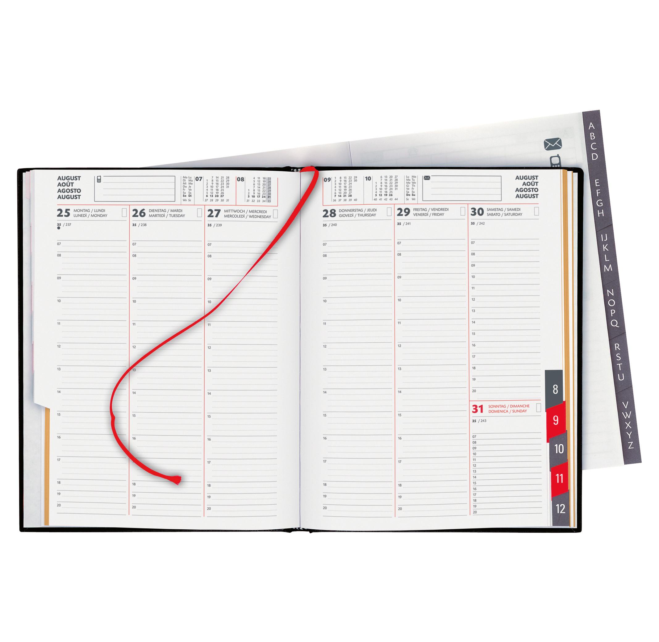 Biella Agenda de bureau Orario® cuir - Noir  