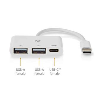 Nedis  USB-Hub | 1x USB-C™ | 1x USB-C™ / 2x USB 2.0 A Female | 3-Port Port(s) | USB Power 