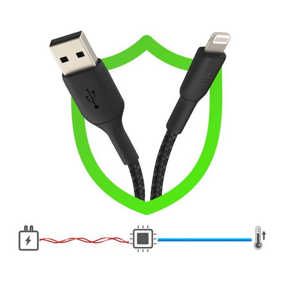 belkin  Câble iPhone Tressé en Nylon Belkin Noir 