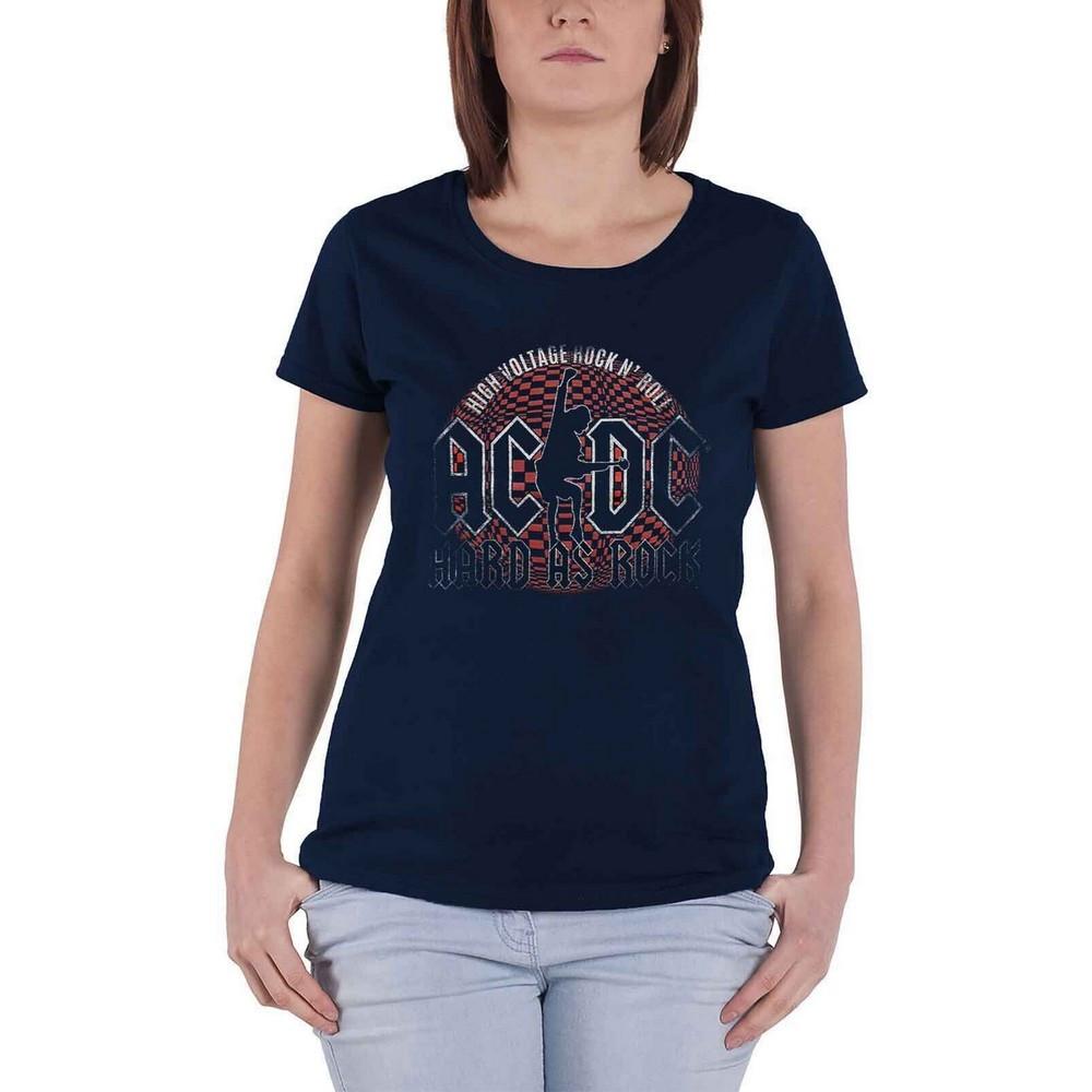 Image of Acdc Hard As Rock Tshirt Damen Marine M