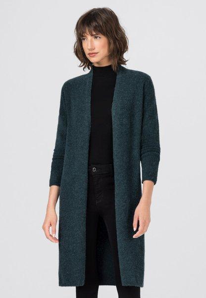 Cardigan Long Femme En Laine Mérinos épaisse – Col Montant Et Style Aran Traditionnel