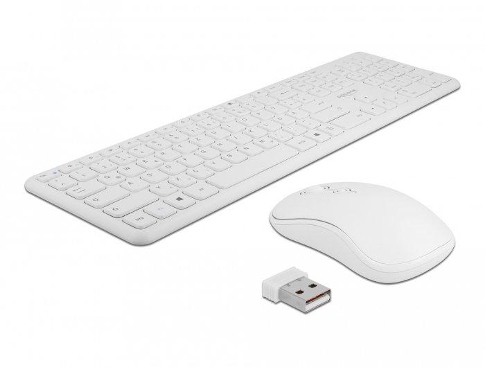 DeLock  12703 clavier Souris incluse RF sans fil QZERTY Allemand Blanc 