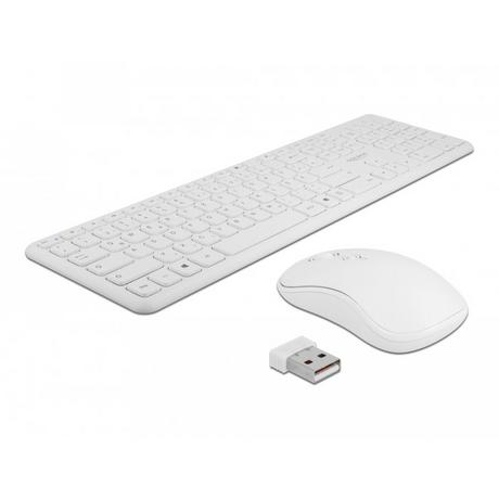 DeLock  12703 Tastatur Maus enthalten RF Wireless QZERTY Deutsch Weiß 