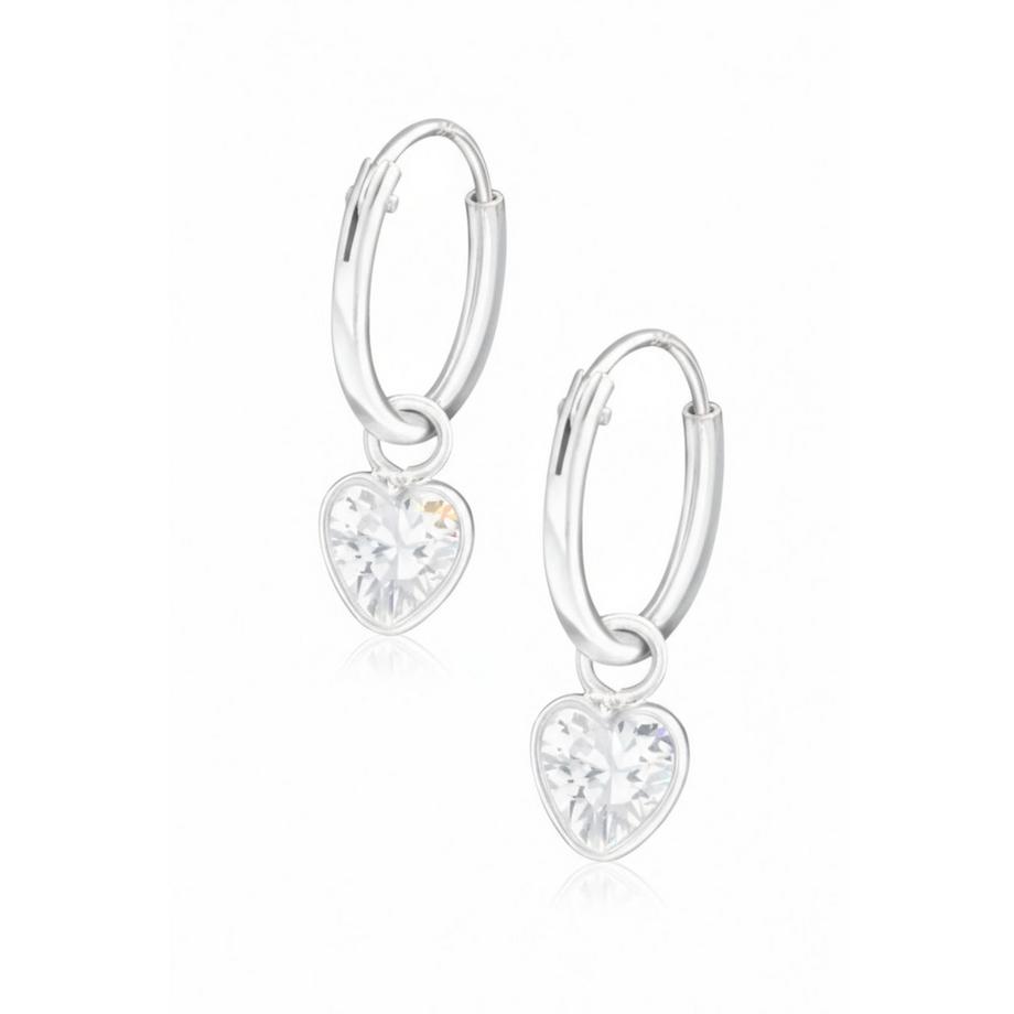 Maxte  Creolen mit Hängendem Herz und Zirkonia 